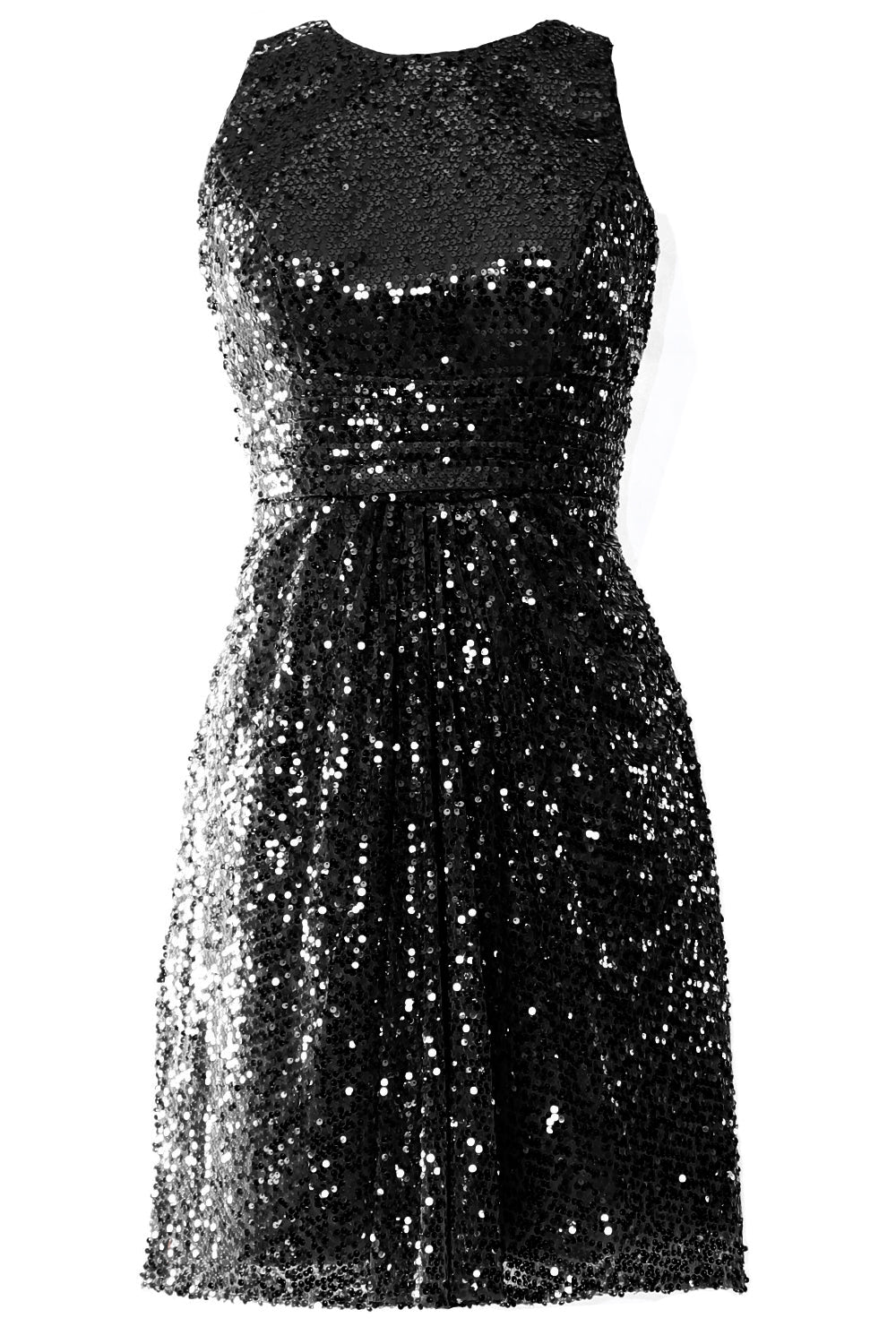 MACloth Damen O-Ausschnitt Kurze Pailletten Brautjungfernkleider