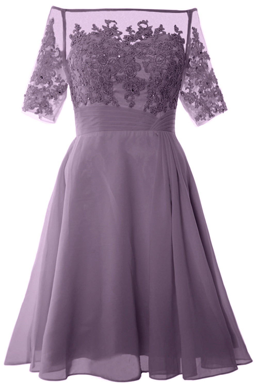 MACloth Damen Schulterfreies, kurzes Kleid für die Brautmutter, Cocktailkleid