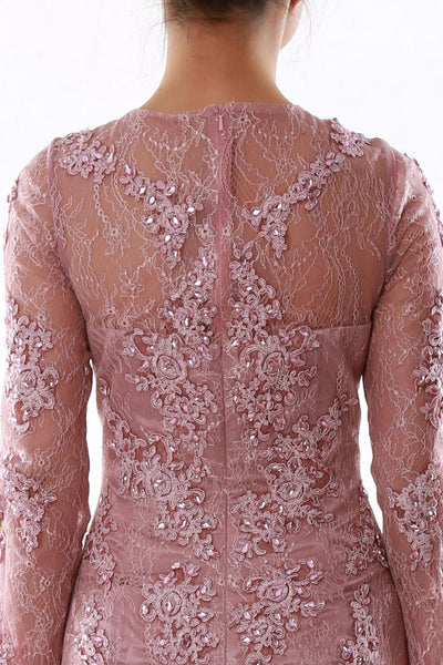 MACloth Women Long Sleeve Mermaid Lace Evening Formal Gown Mother of Bride Dress