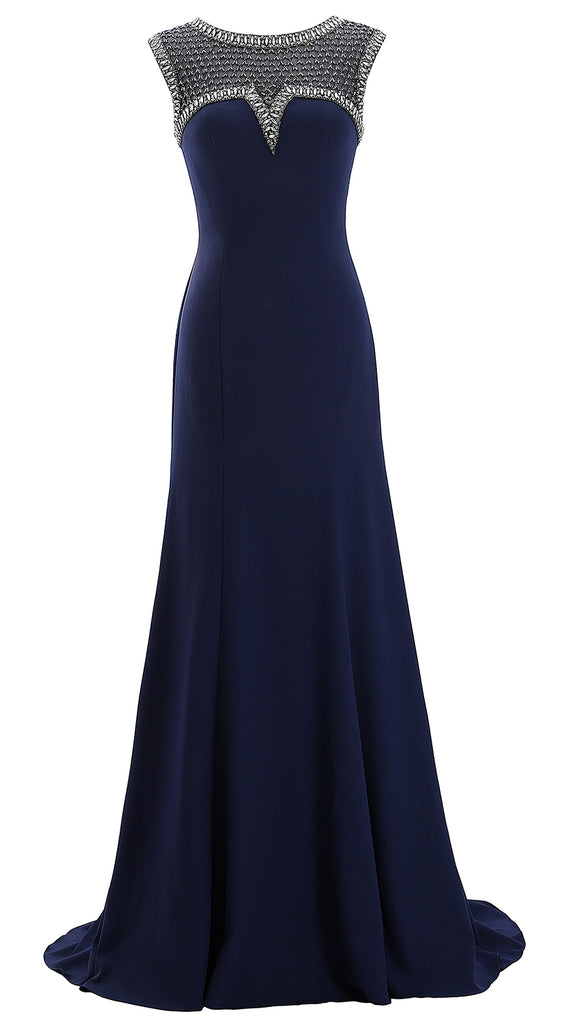 MACloth Women Cap Sleeves Beaded Mother of the Bride Gown Formal Evening Gown