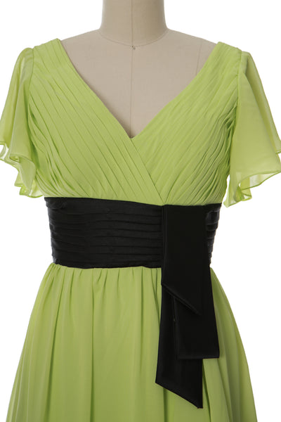 MACloth Women V Neck Evening Gown Short Sleeve Long Mother of The Bride Dress