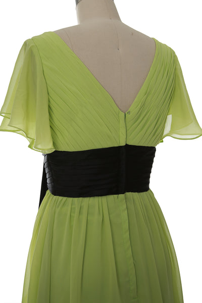 MACloth Women V Neck Evening Gown Short Sleeve Long Mother of The Bride Dress