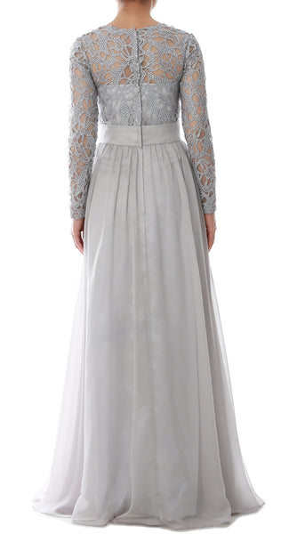 MACloth Elegant Long Sleeve Mother of Bride Dress Lace Formal Evening Party Gown