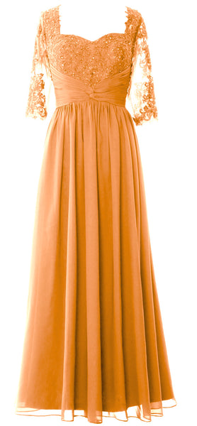 MACloth Illusion Half Sleeve Mother of Bride Dress Lace Formal Evening Gown