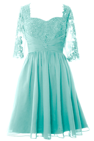 MACloth Women Midi Cocktail Formal Gown Half Sleeve Lace Mother of Bride Dress