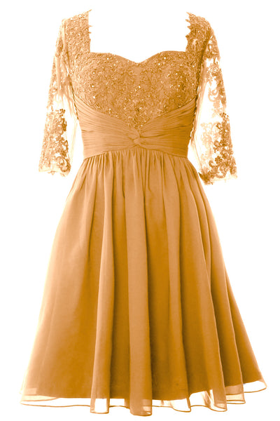 MACloth Women Midi Cocktail Formal Gown Half Sleeve Lace Mother of Bride Dress