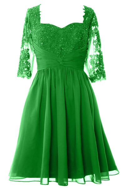 MACloth Women Midi Cocktail Formal Gown Half Sleeve Lace Mother of Bride Dress