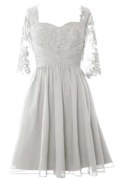MACloth Women Midi Cocktail Formal Gown Half Sleeve Lace Mother of Bride Dress