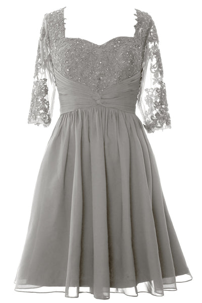 MACloth Women Midi Cocktail Formal Gown Half Sleeve Lace Mother of Bride Dress