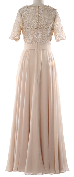 MACloth Women Lace Formal Evening Gown Half Sleeve Long Mother of Bride Dress