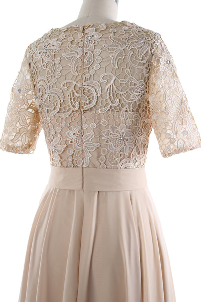 MACloth Women Lace Formal Evening Gown Half Sleeve Long Mother of Bride Dress