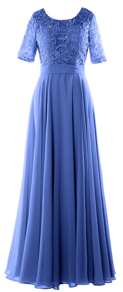 MACloth Women Lace Formal Evening Gown Half Sleeve Long Mother of Bride Dress