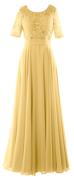 MACloth Women Lace Formal Evening Gown Half Sleeve Long Mother of Bride Dress