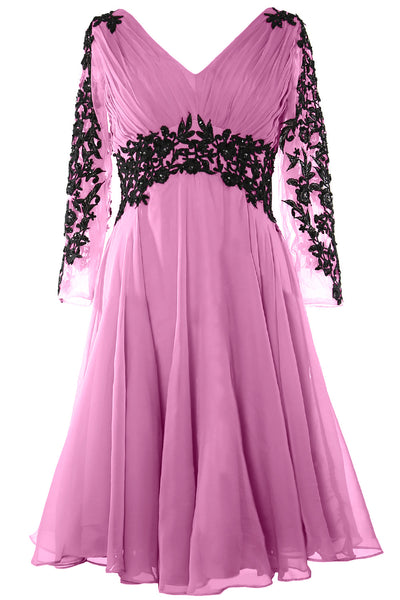 MACloth Women Evening Formal Gown V Neck Long Sleeve Mother of The Brides Dress