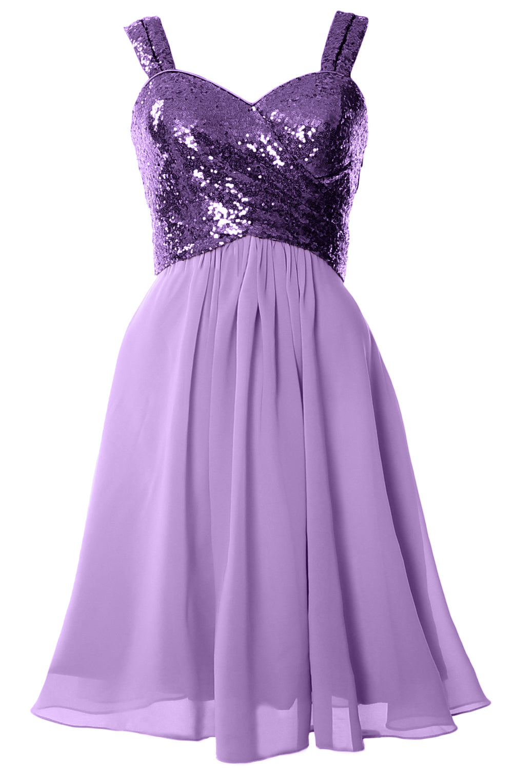 MACloth Gorgeous Sequin Short Bridesmaid Dress Cowl Back Cocktail Formal Gown