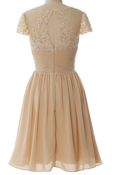 MACloth Women Cap Sleeve Party Formal Gown Short Lace Mother of Bride Dress