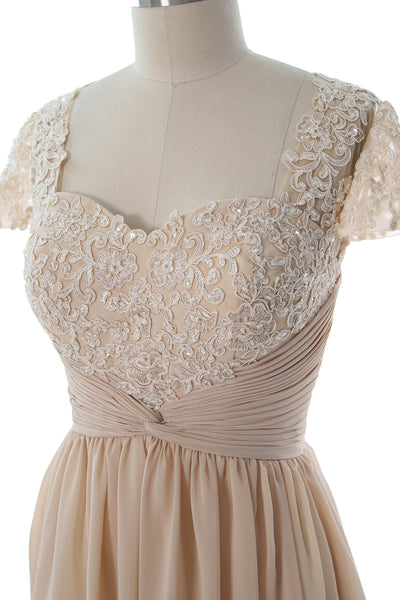 MACloth Women Cap Sleeve Party Formal Gown Short Lace Mother of Bride Dress