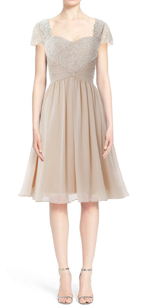 MACloth Women Cap Sleeve Party Formal Gown Short Lace Mother of Bride Dress