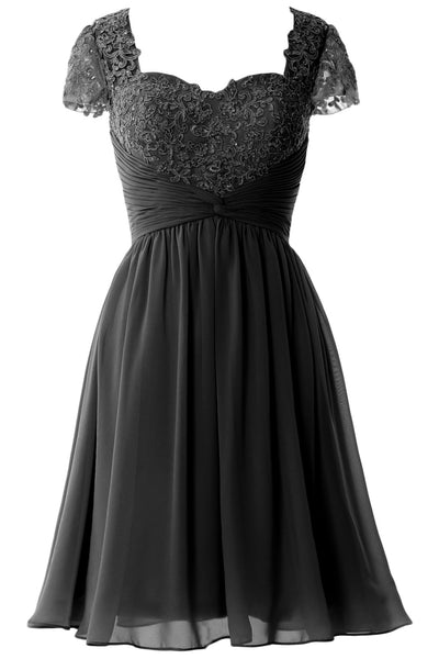 MACloth Women Cap Sleeve Party Formal Gown Short Lace Mother of Bride Dress