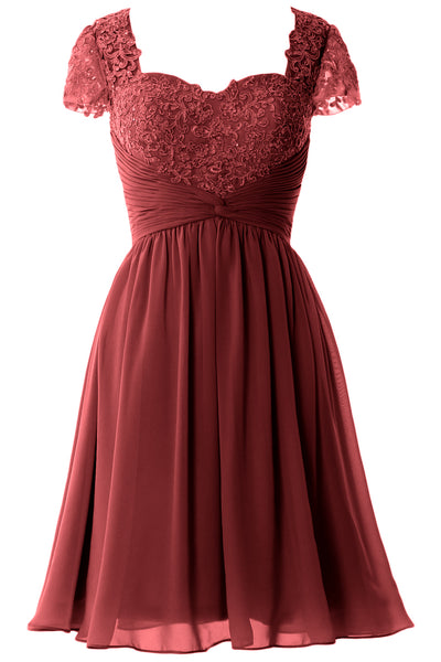 MACloth Women Cap Sleeve Party Formal Gown Short Lace Mother of Bride Dress