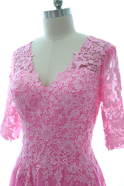 MACloth Women Lace Formal Evening Gown Half Sleeves Mother of The Bride Dress