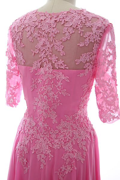 MACloth Women Lace Formal Evening Gown Half Sleeves Mother of The Bride Dress