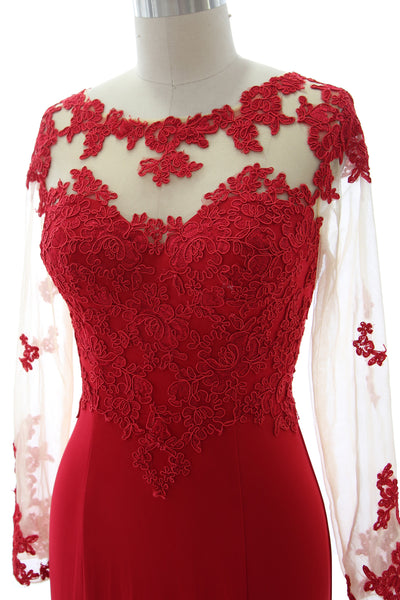 Women Mermaid Long Sleeve Evening Gown Jersey Mother of The Bride Dress