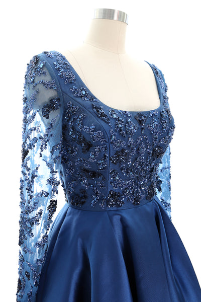 MACloth Women Long Sleeves Hi-Lo Formal Evening Gown Mother of the Bride Dress