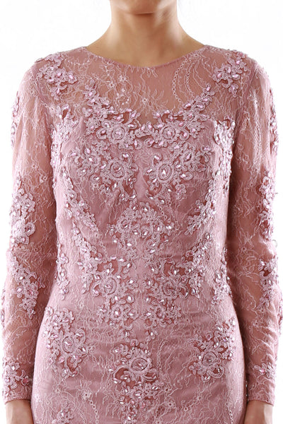 MACloth Women Long Sleeve Mermaid Lace Evening Formal Gown Mother of Bride Dress