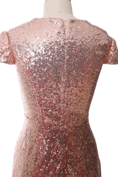 MACloth Women Cap Sleeves Long Sequin Mother Bride Dresses Bridesmaid BD