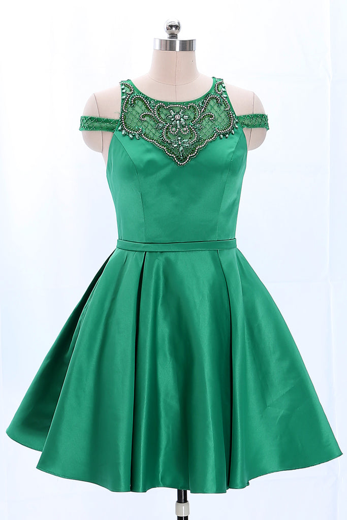 MACloth Off the Shoulder Beaded Mini Prom Homecoming Dress Wedding Party Dress