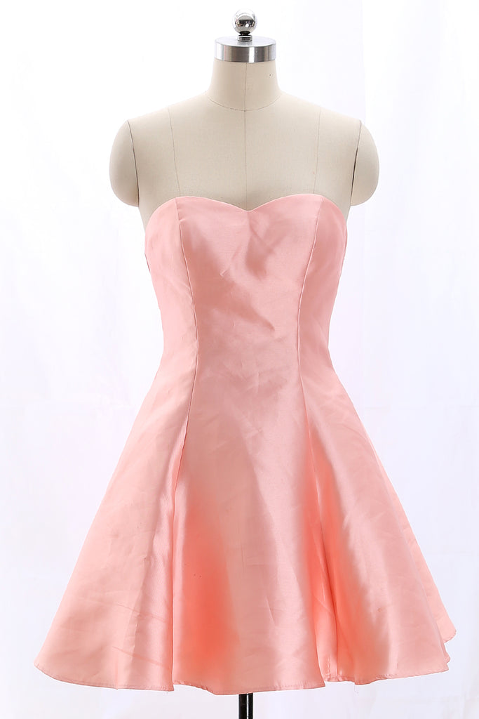 Vestido de dama de honor corto con escote en forma de corazón y sin tirantes de MACloth, vestido de fiesta de boda en color coral