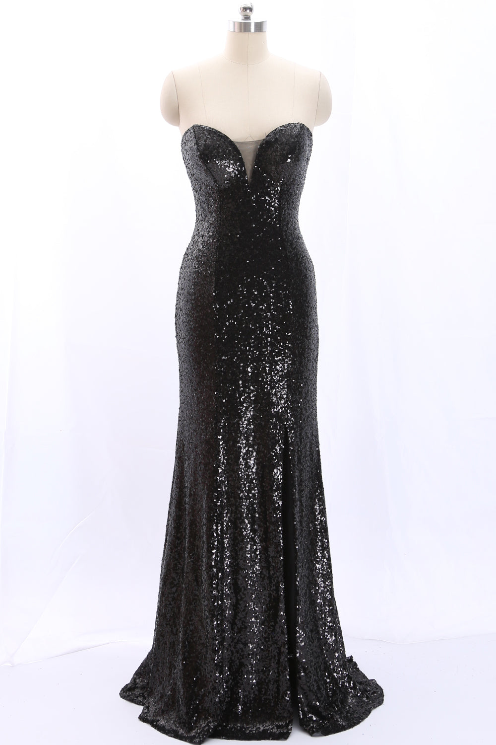 MACloth Strapless Sweetheart Mermaid Black Sequin Long Prom Dress Formal Evening Gown Black / Above Knee / US12 MACloth Strapless Sweetheart Mermaid Black Sequin Long Prom Dress Formal Evening Gown Black / Above Knee / US12