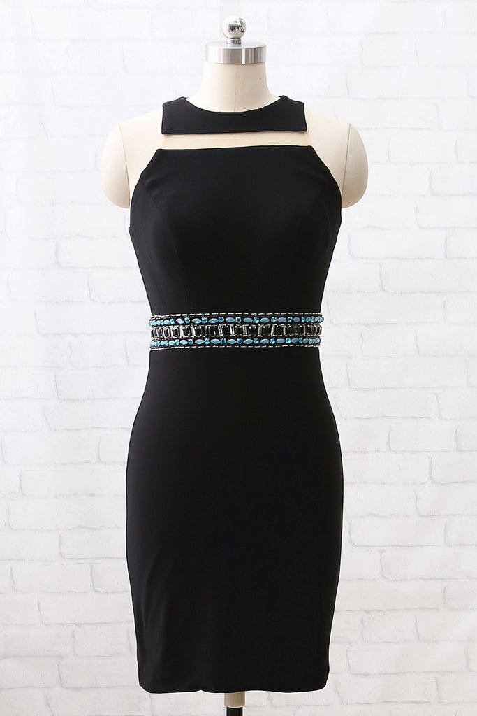 MACloth Sheath Mini Black Prom Homecoming Dress Wedding Party Dress