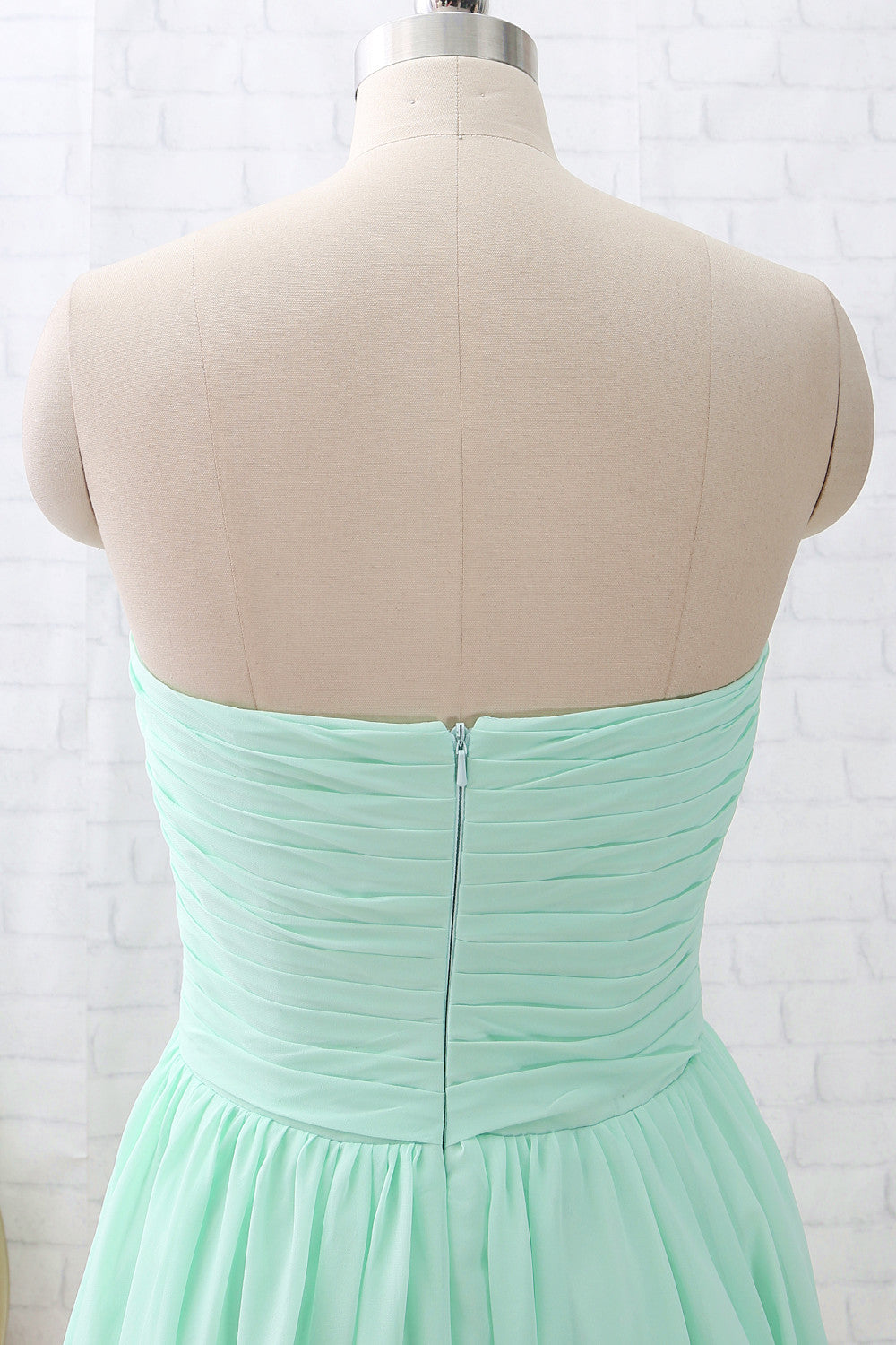 MACloth Strapless Sweetheart Knee Length Mint Bridesmaid Dress Short Formal Party Dress