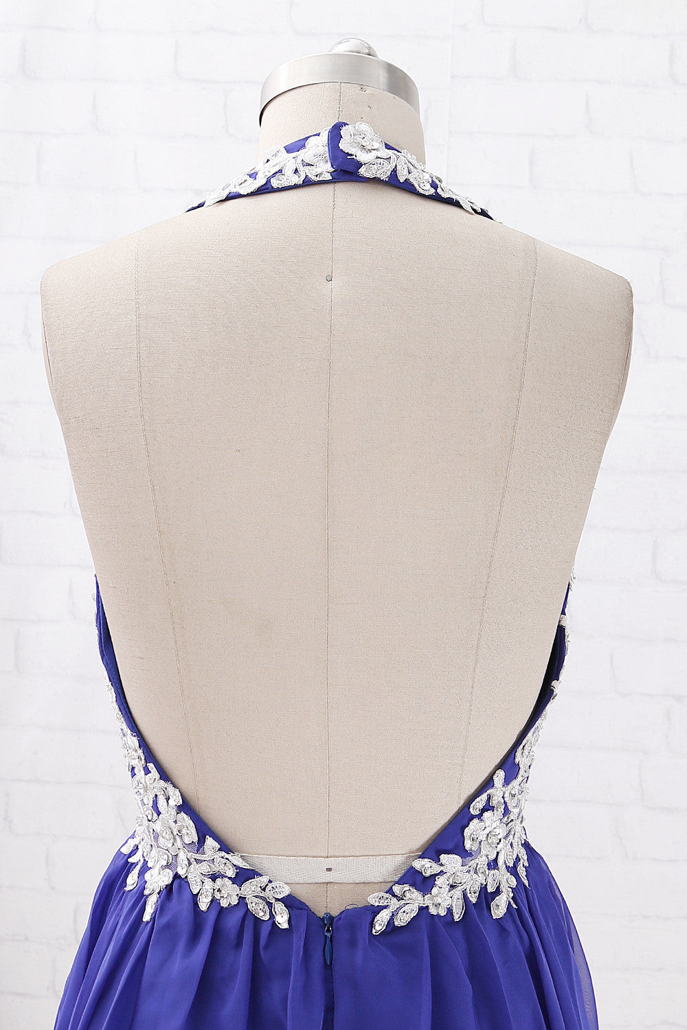 MACloth Halter V Neck Lace Chiffon Short Prom Homecoming Dress Regency Cocktail Dress