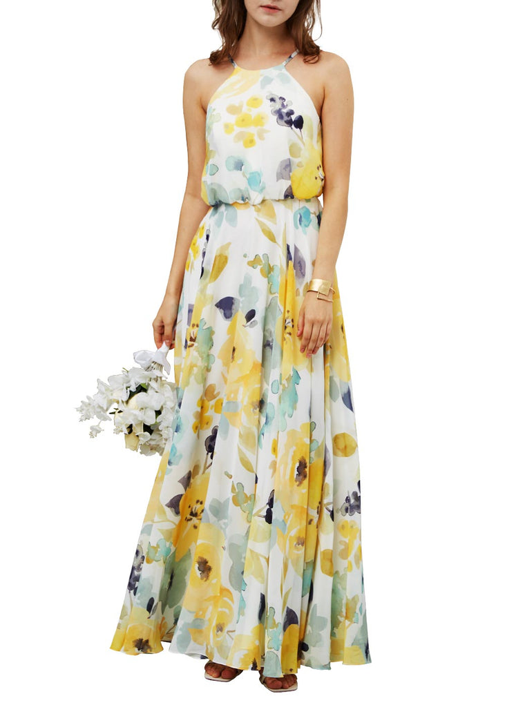MissJophiel Women Halter Maix Long Dresses for Wedding Bride Party Bridesmaid Gown Formal Evening Guest