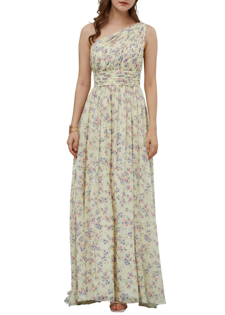 MissJophiel Women One Shoulder Empire Waist Maxi Long Wedding Party