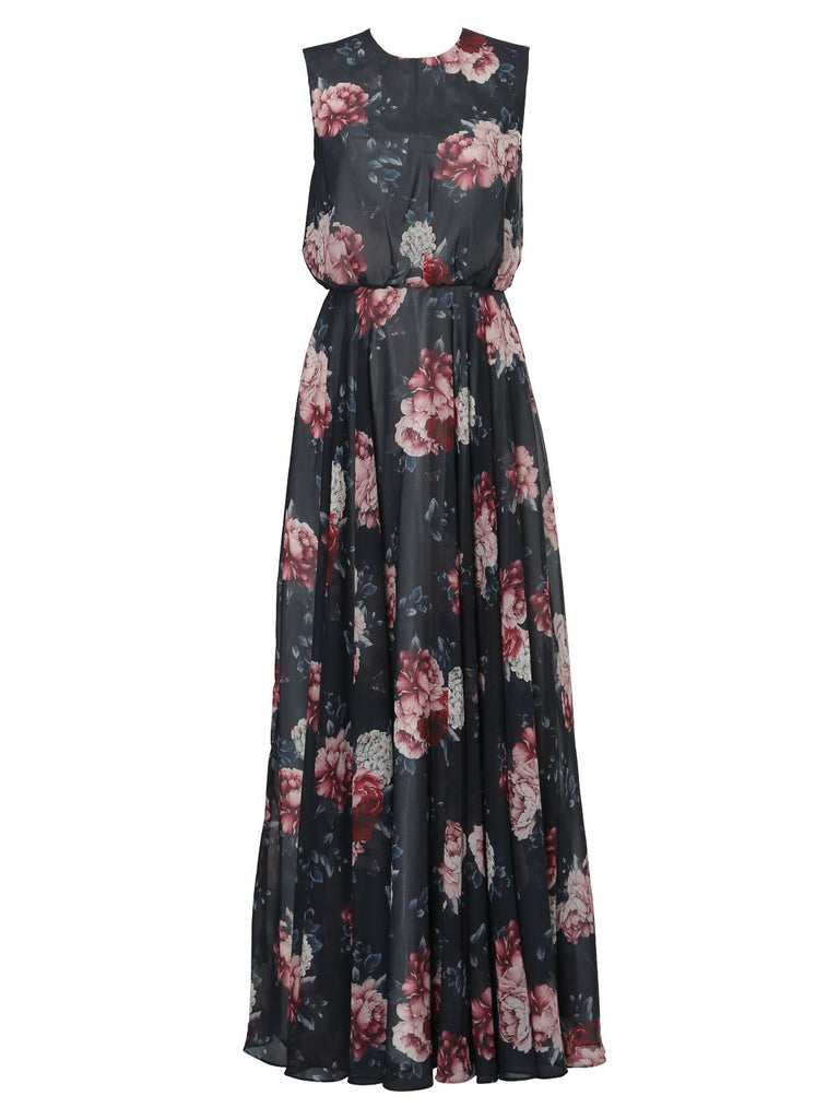 MissJophiel Boat Neckline Floor Length Long Floral Wedding Mother of Bride Dresses