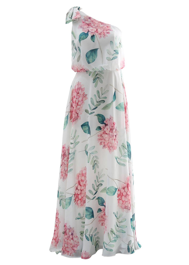 MissJophiel Women One Shoulder Floral Maxi Long Wedding Bride Party Bridesmaid Dresses Formal Evening Gown