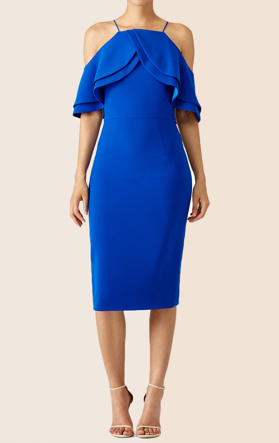 Macloth Off The Shoulder Cocktail Dress Royal Blue Midi Formal Gown Custom Color / Above Knee / US14