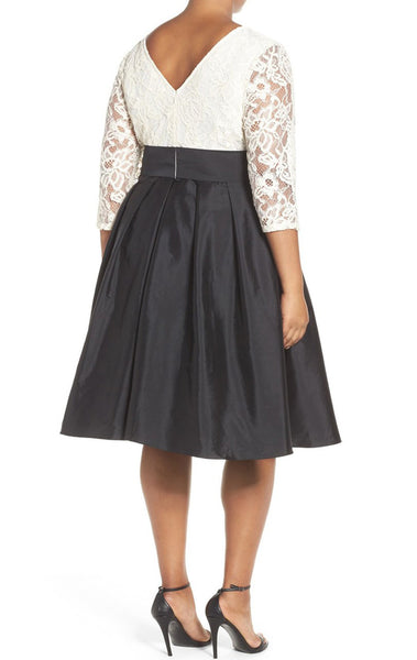 MACloth Half Sleeves V Neck Cocktail Dress Plus Size Mother of the Brides Dress