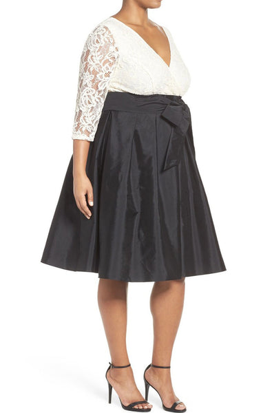 MACloth Half Sleeves V Neck Cocktail Dress Plus Size Mother of the Brides Dress