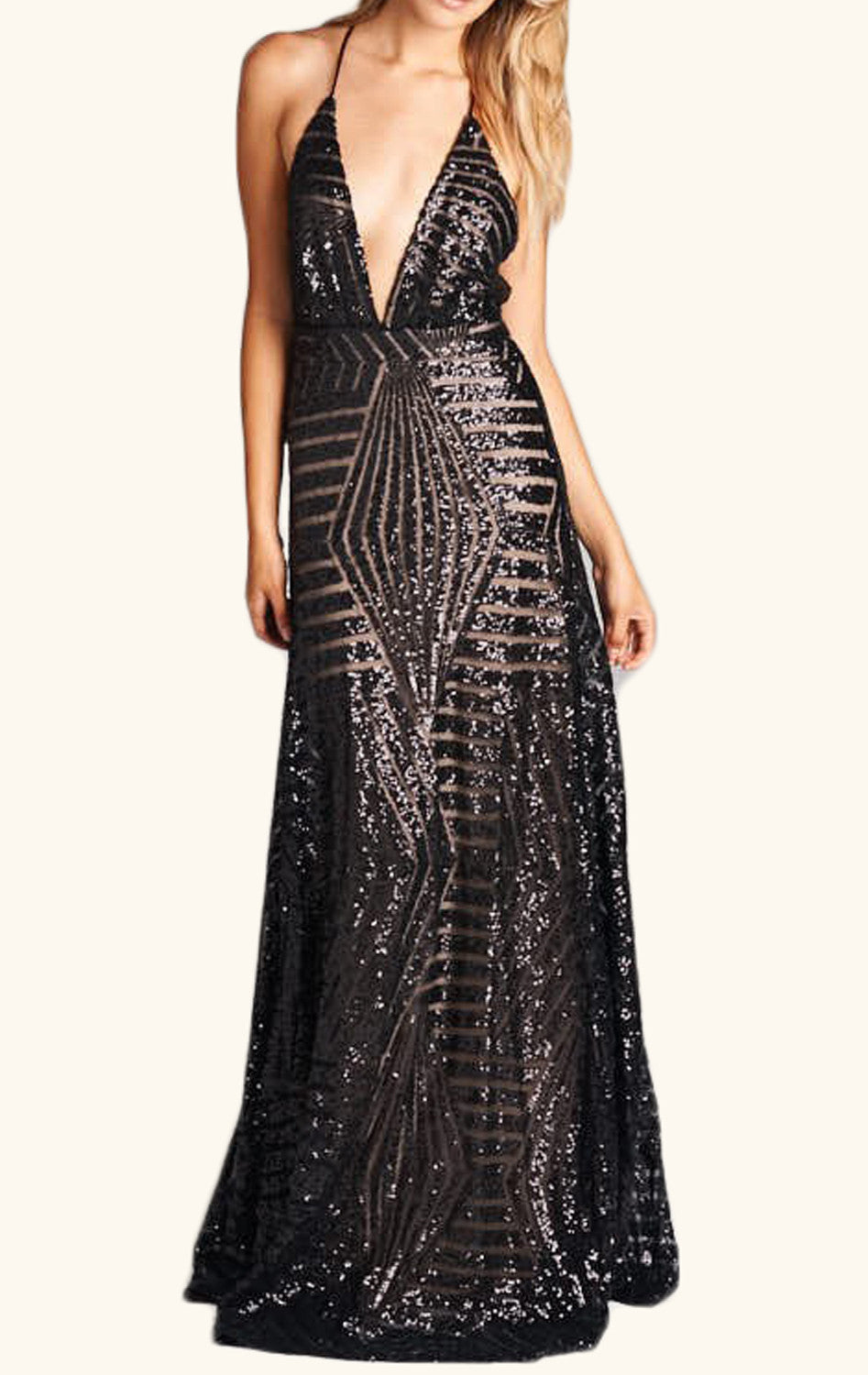 green emerald velvet dress Formal Long Sequin Dress 8 / Black main image 1
