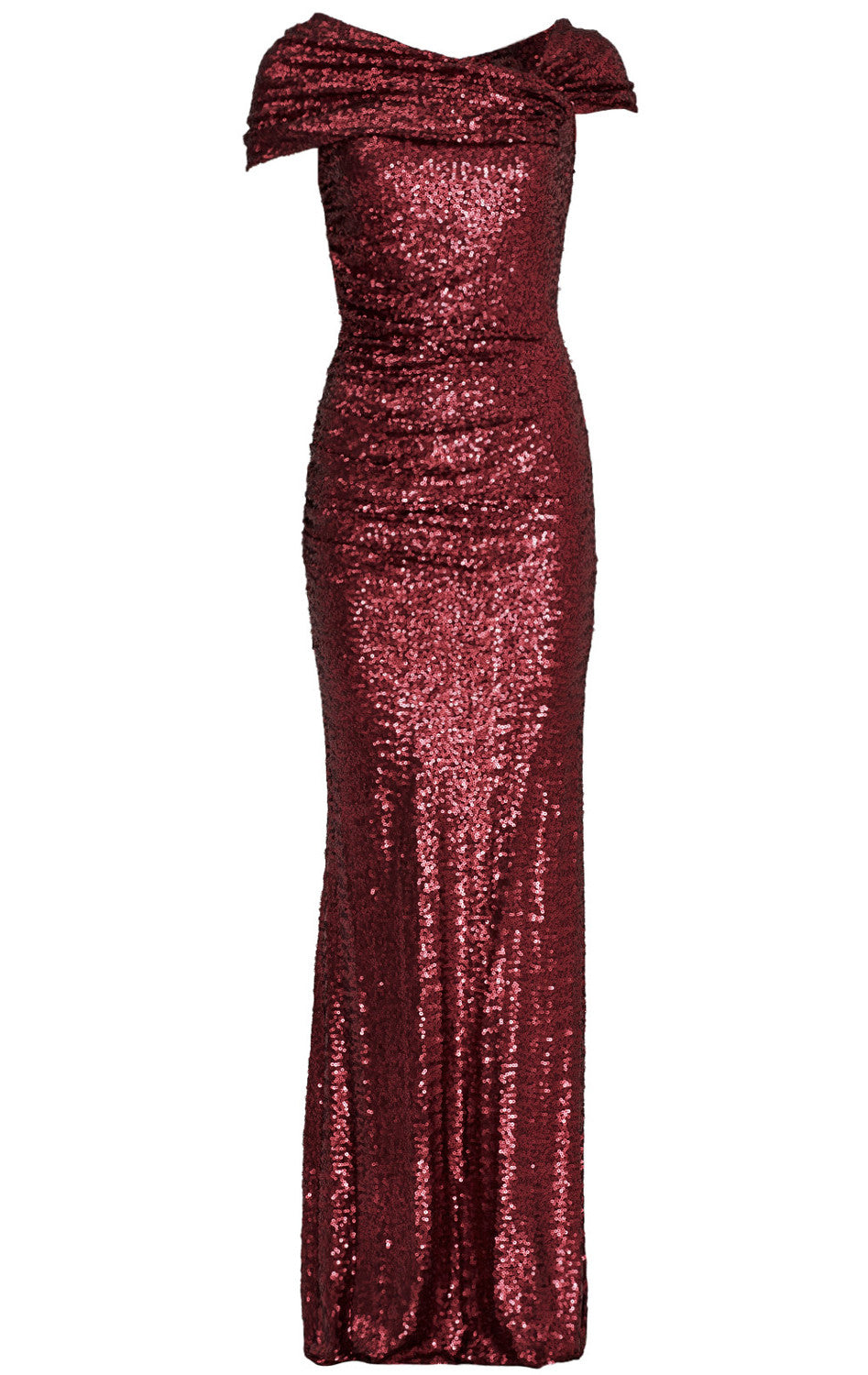 MACloth Off the Shoulder Etuikleid mit Pailletten, Burgunderrot, Abendkleid