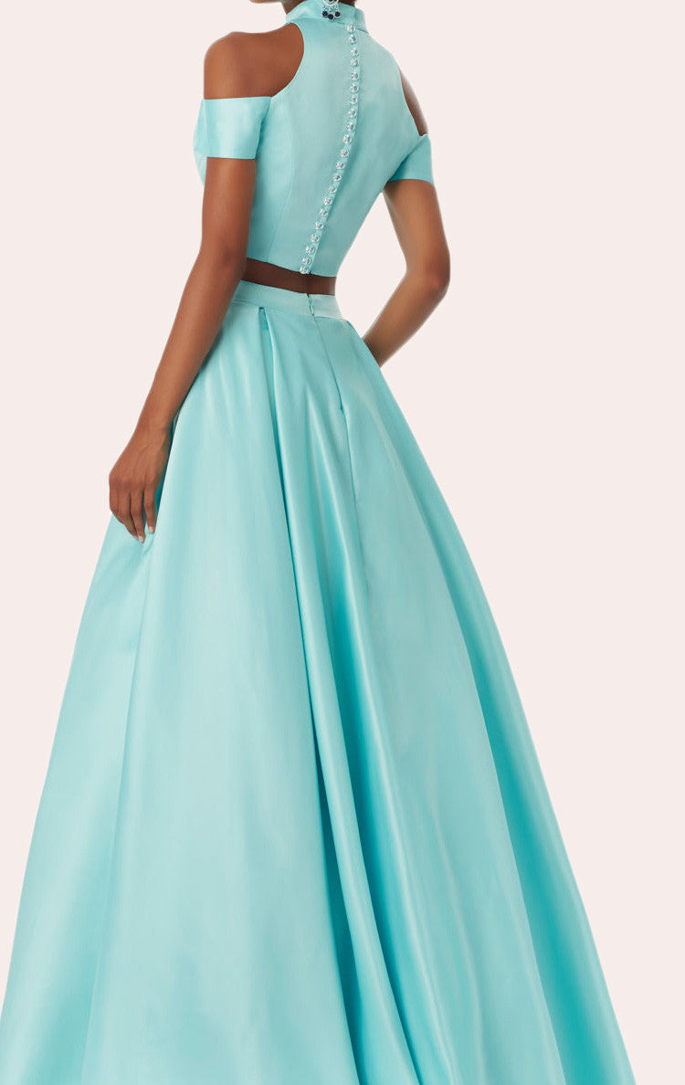 MACloth Two Piece 2017 Pink New Prom Dress Elegant Sky Blue Formal Gown 11035