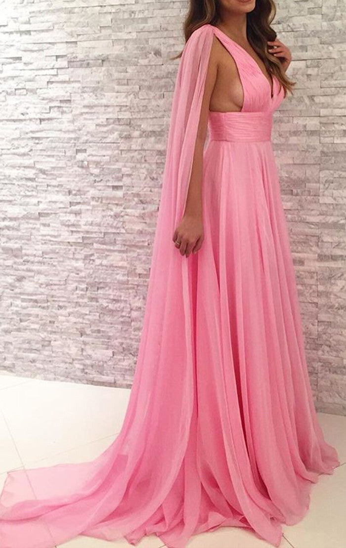 MACloth Deep V Neck Chiffon Long Bridesmaid Dress Simple Prom Gown Custom Color / Above Knee / US10 MACloth Deep V Neck Chiffon Long Bridesmaid Dress Simple Prom Gown Custom Color / Above Knee / US10