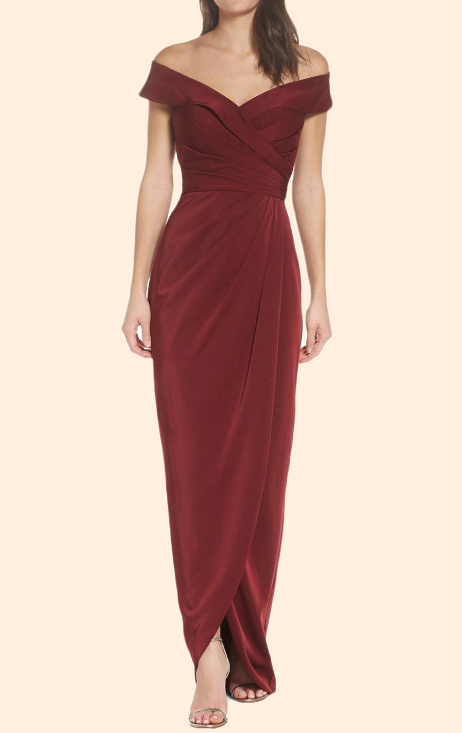 MACloth Off the Shoulder Burgundy Long Prom Dress Formal Evening Gown MACloth Off the Shoulder Burgundy Long Prom Dress Formal Evening Gown