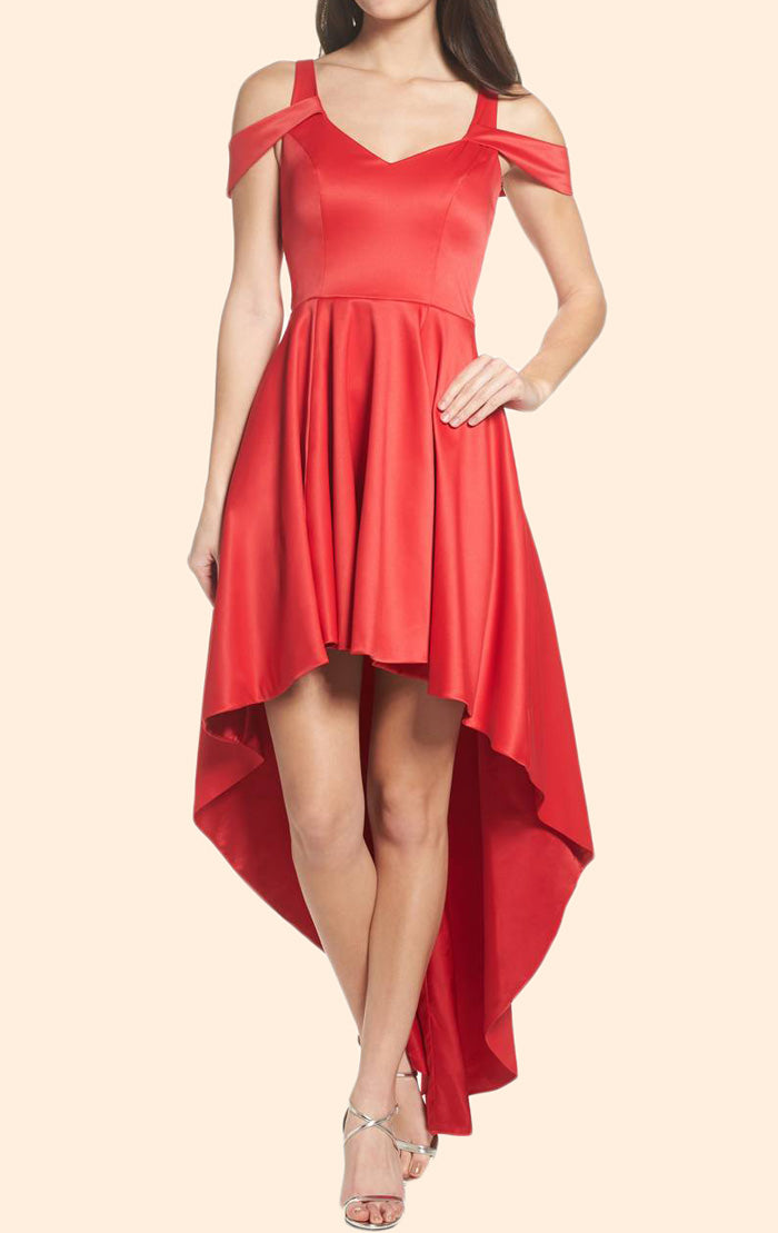 MACloth Off the Shoulder High Low Prom Homecoming Dress Red Wedding Party Formal Gown Custom Color / Above Knee / US8 MACloth Off the Shoulder High Low Prom Homecoming Dress Red Wedding Party Formal Gown Custom Color / Above Knee / US8
