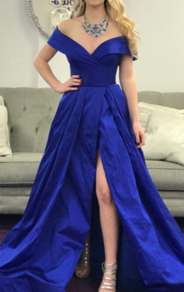 MACloth Schulterfreies langes Ballkleid Grünes formelles Abendkleid